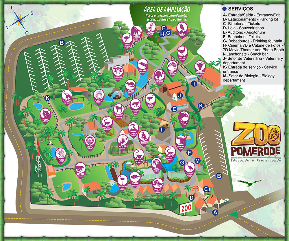 Zoo Pomerode nos arredores de Blumenau: Mapa do Zoo Pomerode