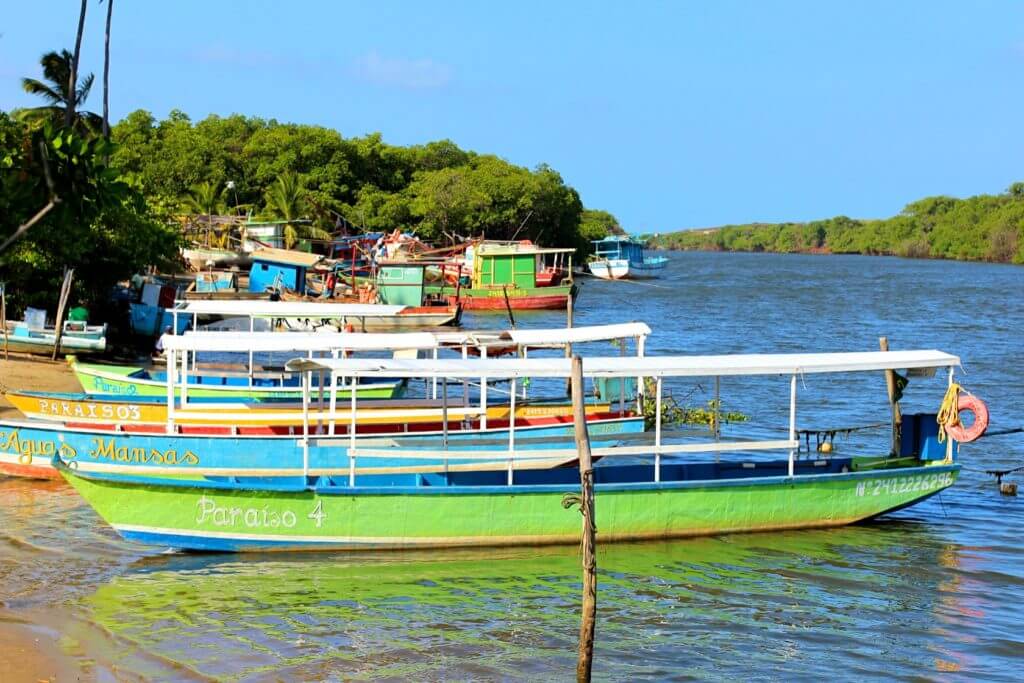 Passeio de barco pelo Rio Jequiá localizado no complexo das Dunas de Marapé em Maceió