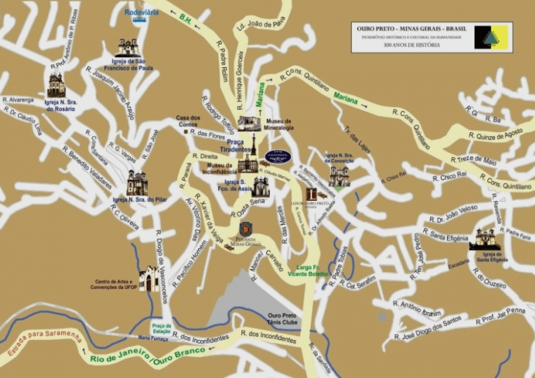 Mapa turístico de Ouro Preto