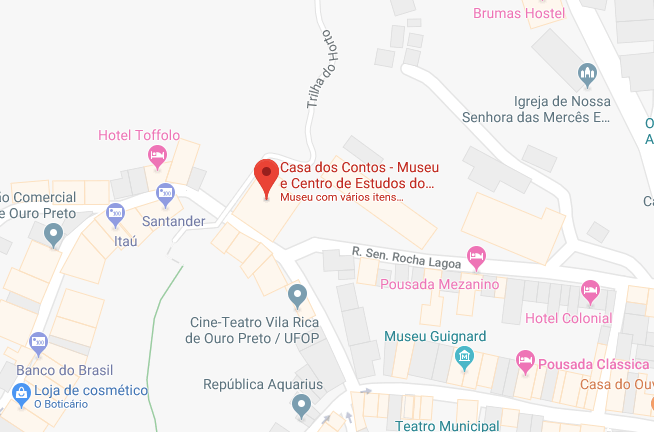 Localização da Casa dos Contos em Ouro Preto
