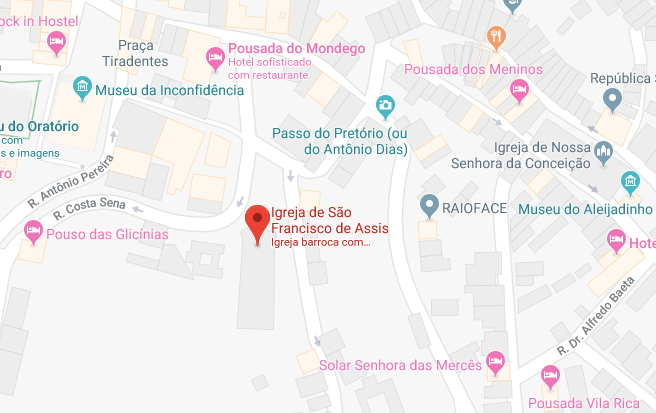 Mapa da Igreja São Francisco de Assis em Ouro Preto