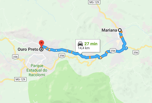 Mapa Ouro Preto x Mariana