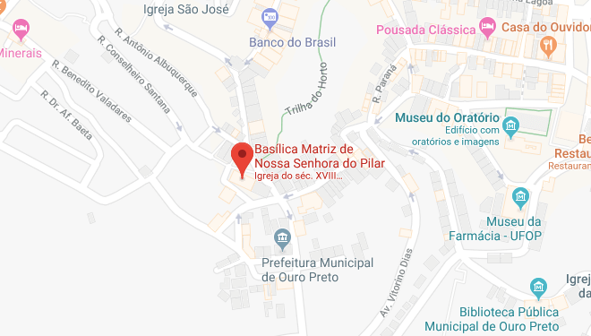 Localização da Basílica de Nossa Senhora do Pilar em Ouro Preto