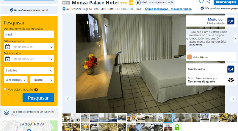 Estadia no Monza Palace Hotel em Natal