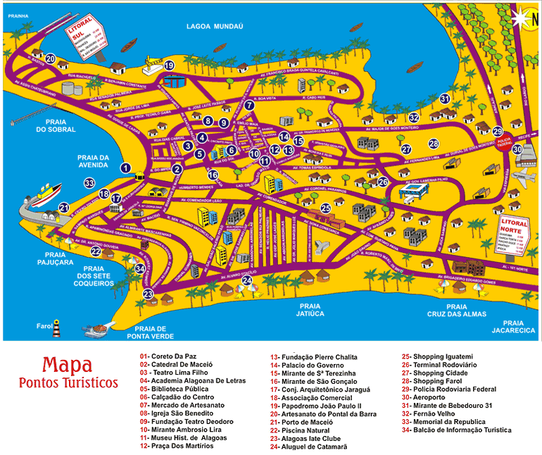 Mapa Turistico De Maceio Dicas Do Nosso Brasil