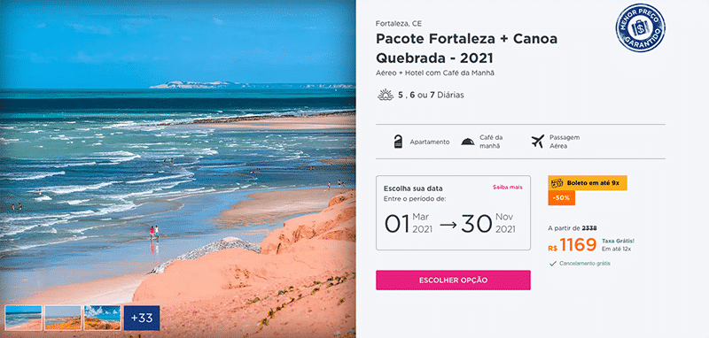Pacote Hurb para Fortaleza + Canoa Quebrada por R$ 1.169