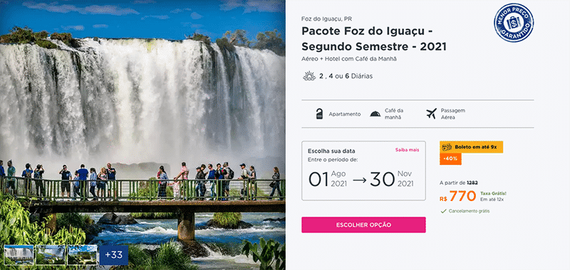 Pacote Hurb para Foz do Iguaçu por R$ 770