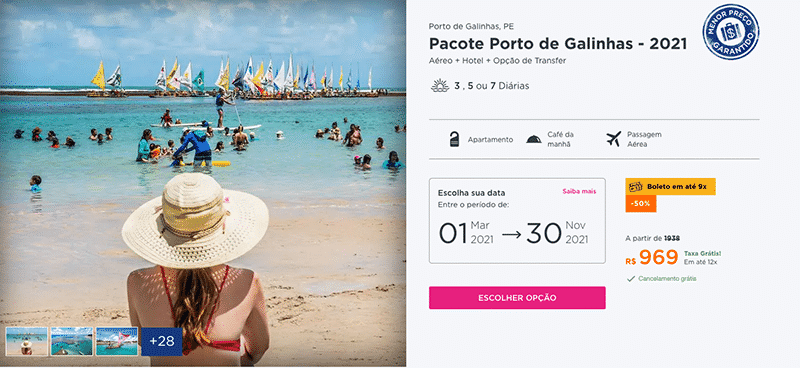 Pacote Hurb para Porto de Galinhas por R$ 969