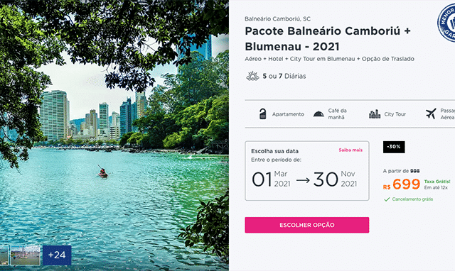 Pacote Hurb para Balneário Camboriú + Blumenau por R$ 699