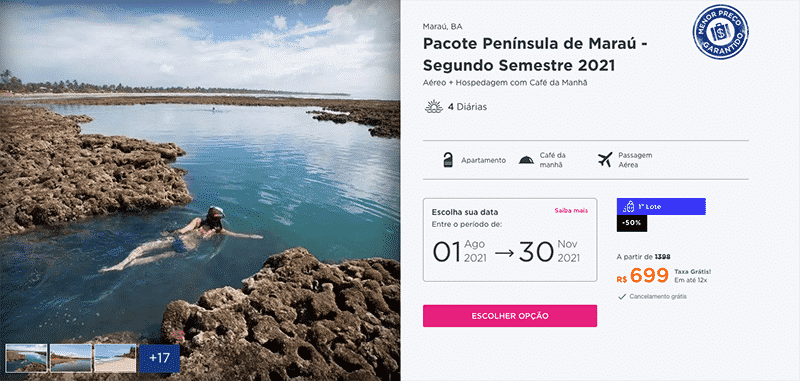 Pacote Hurb para Península de Maraú por R$ 699